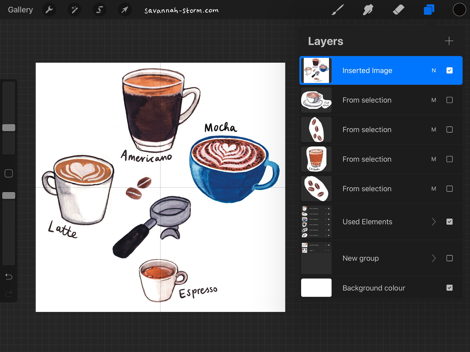 Screenshot of Procreate on the iPad, showing the process of creating an illustrated repeat pattern.