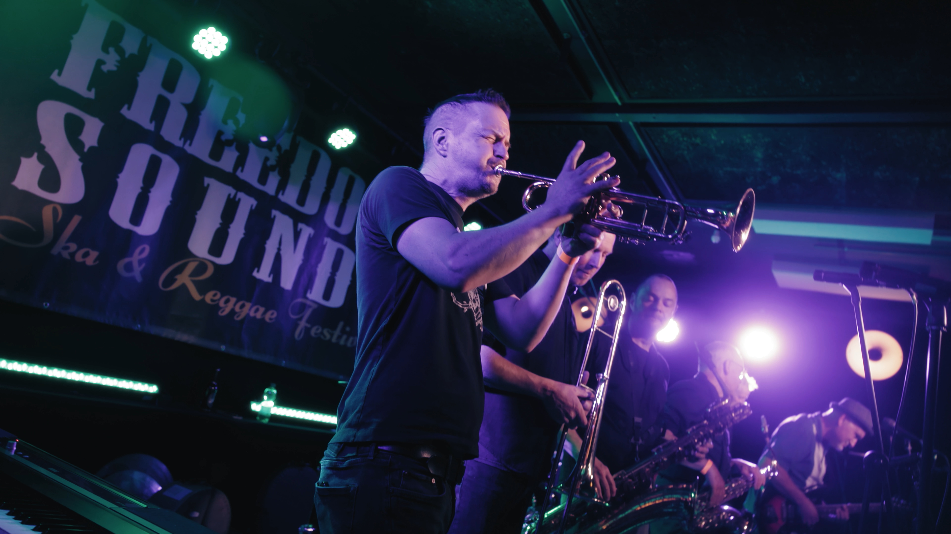 Trumpet player performing at Freedom Sounds